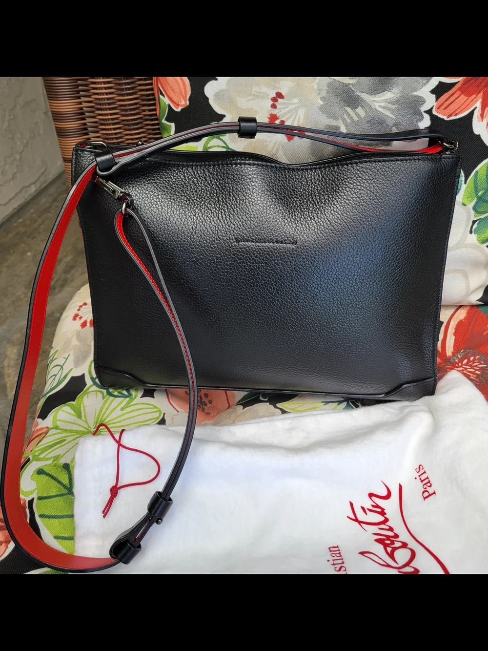Christian Louboutin Black Studded Leather Crossbody/Clutch "'AUTHENTIC" - Picture 5 of 14